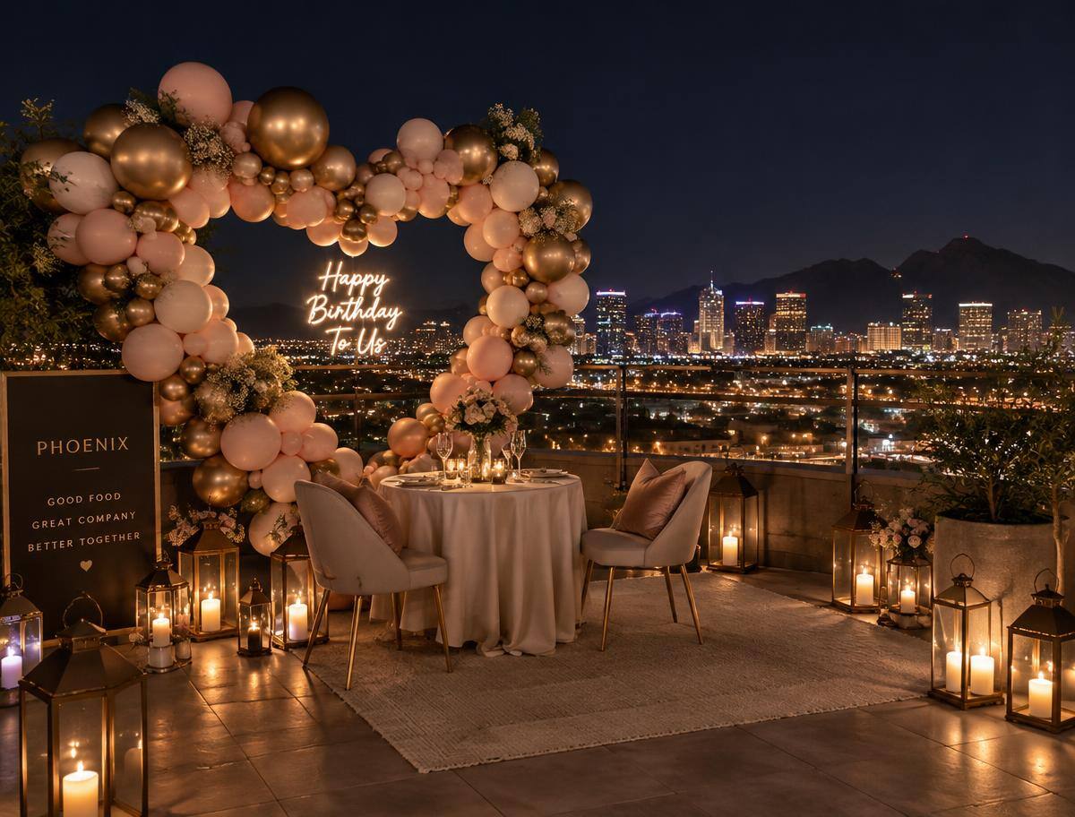 Rooftop birthday date, Downtown Phoenix